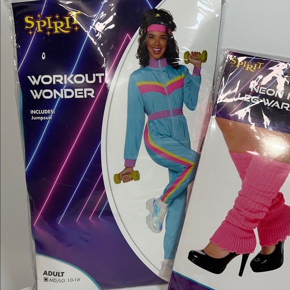 🎃NWT 1980’S WORKOUT WONDER COSTUME SIZE ADULT MD/LG 10-16 - Picture 3 of 16